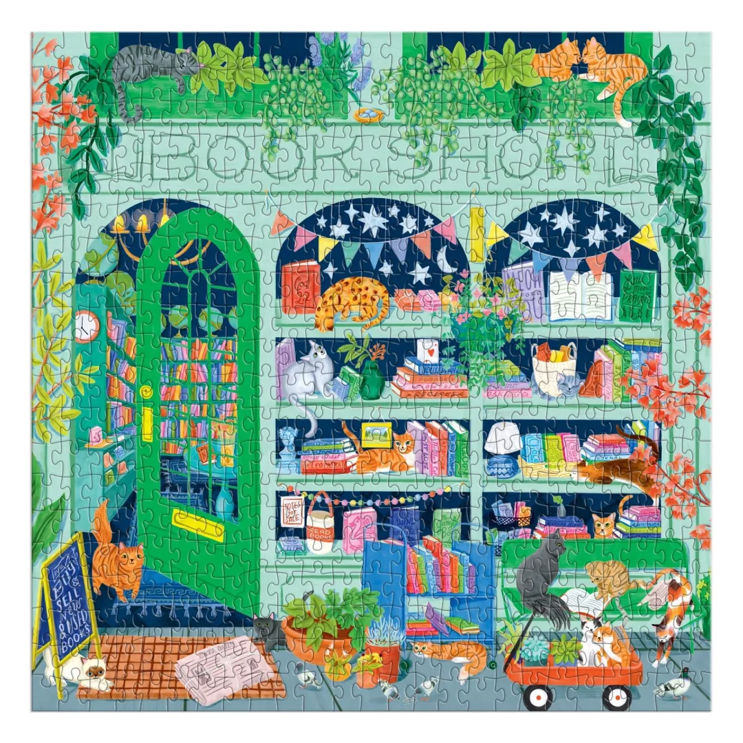 Galison Good Puzzle Co. Bookshop Cats 500pc Puzzle