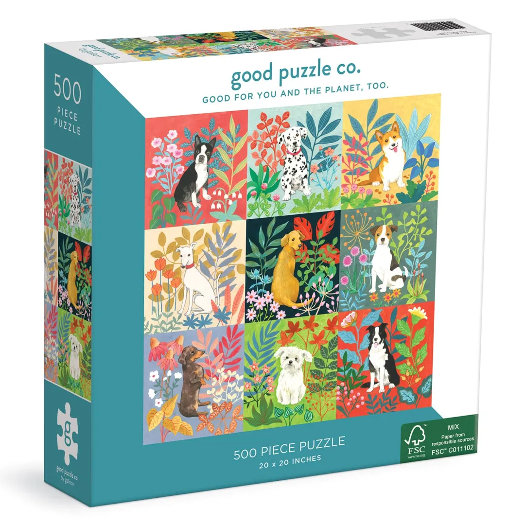 Galison Good Puzzle Co. Dogs and Flowers 500pc Puzzle