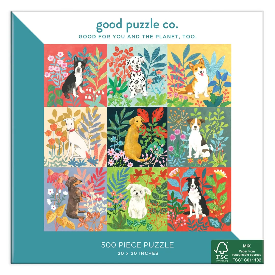 Galison Good Puzzle Co. Dogs and Flowers 500pc Puzzle