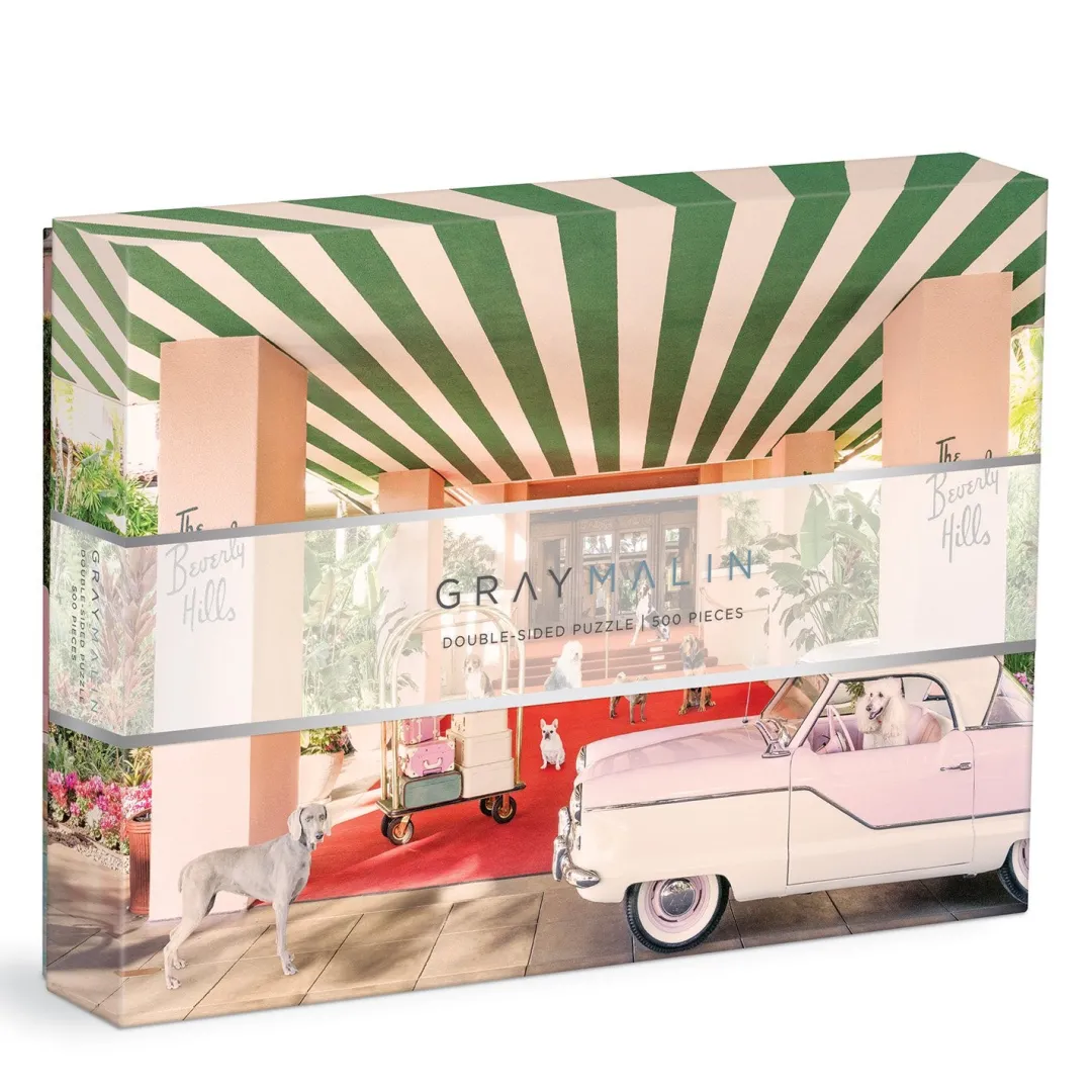 Galison Gray Malin The Dogs at the Beverly Hills Hotel 500 Piece Double-Sided Puzzle