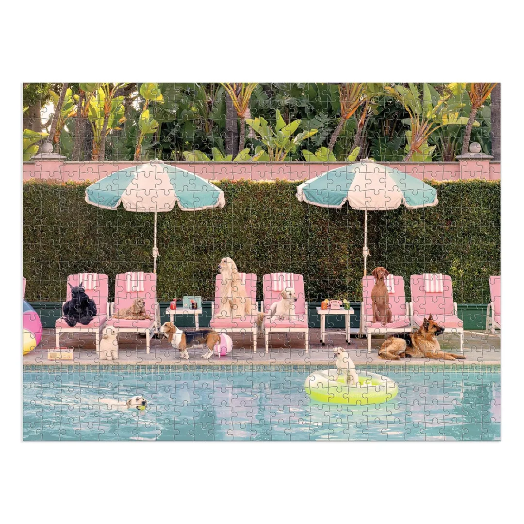 Galison Gray Malin The Dogs at the Beverly Hills Hotel 500 Piece Double-Sided Puzzle