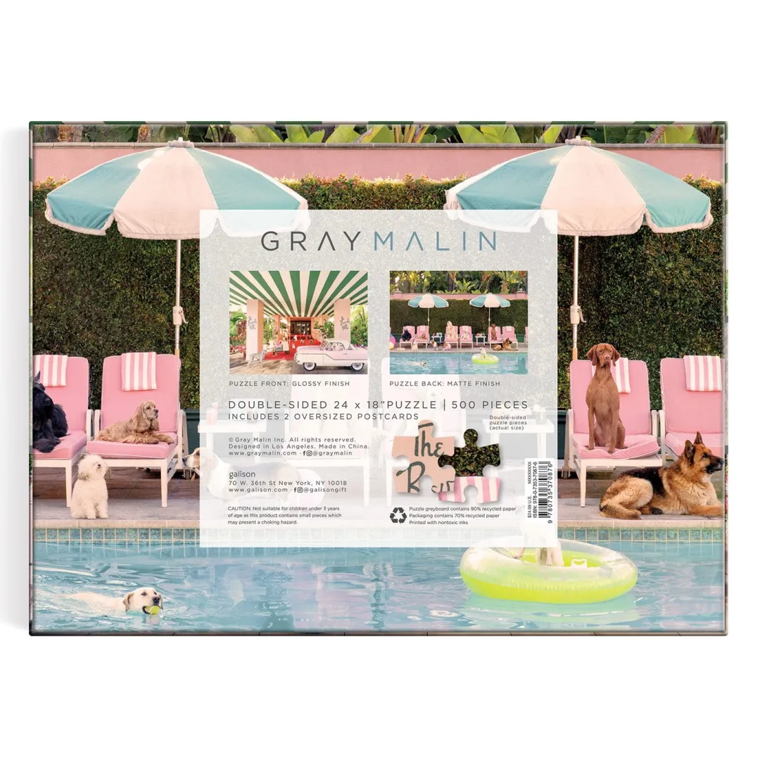 Galison Gray Malin The Dogs at the Beverly Hills Hotel 500 Piece Double-Sided Puzzle