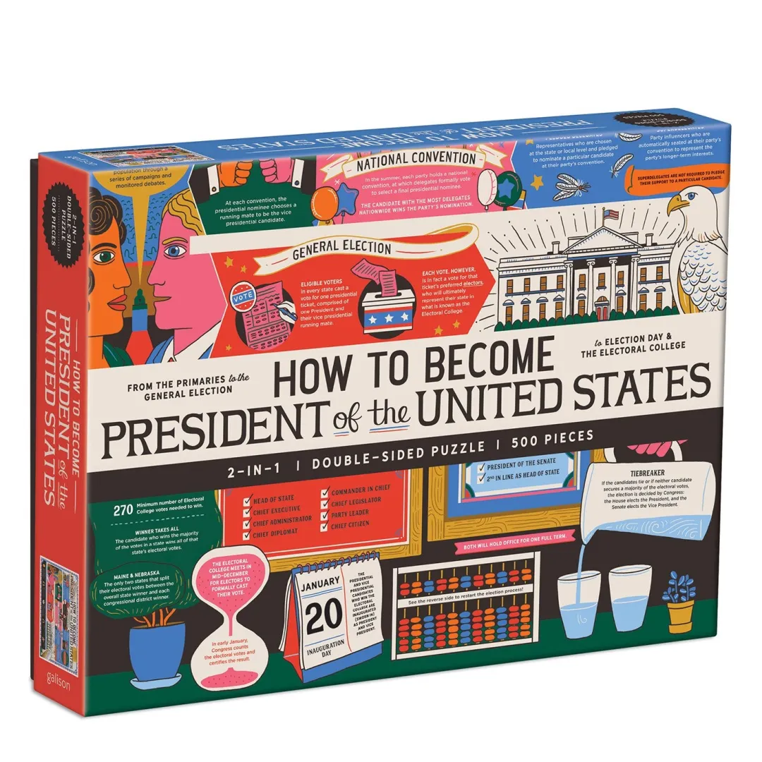 Galison How to Become President of the United States Double-Sided 500 Piece Jigsaw Puzzle