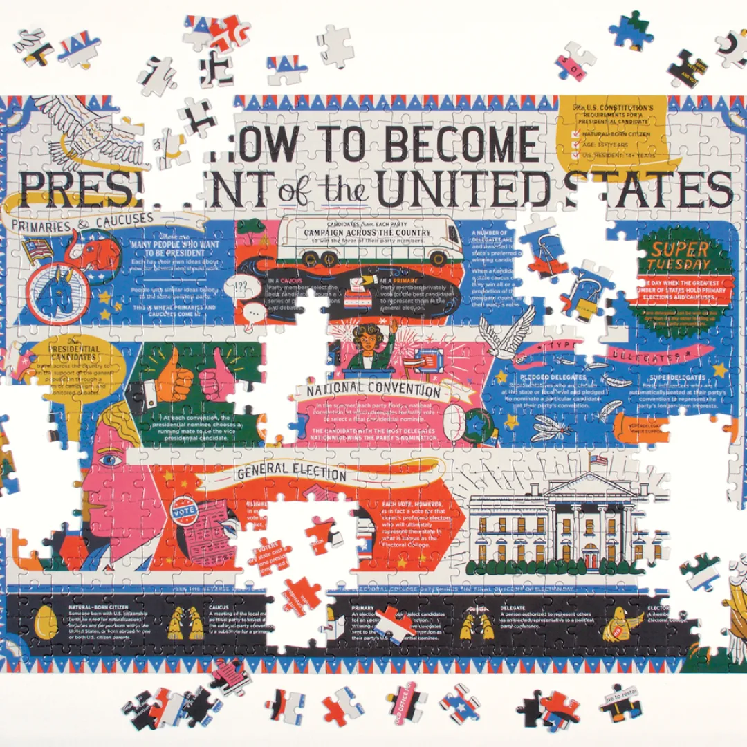 Galison How to Become President of the United States Double-Sided 500 Piece Jigsaw Puzzle