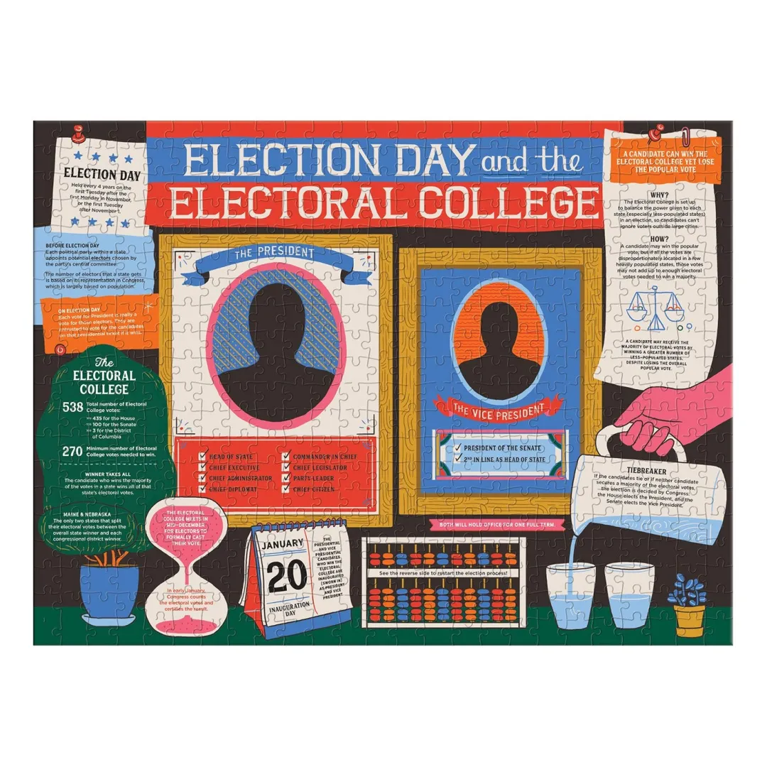 Galison How to Become President of the United States Double-Sided 500 Piece Jigsaw Puzzle