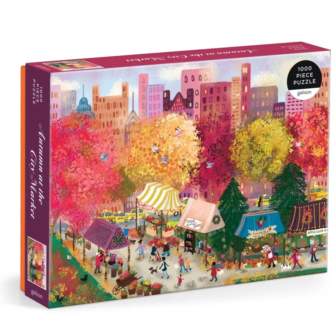 Galison Joy Laforme Autumn at the City Market 1000 Piece Puzzle