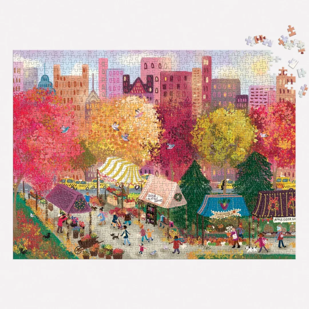 Galison Joy Laforme Autumn at the City Market 1000 Piece Puzzle