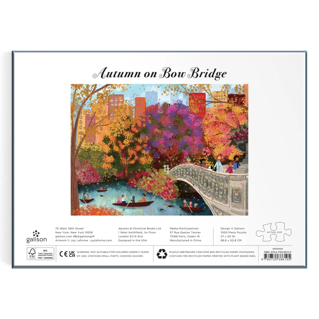 Galison Joy Laforme Autumn on Bow Bridge 1000 Piece Puzzle