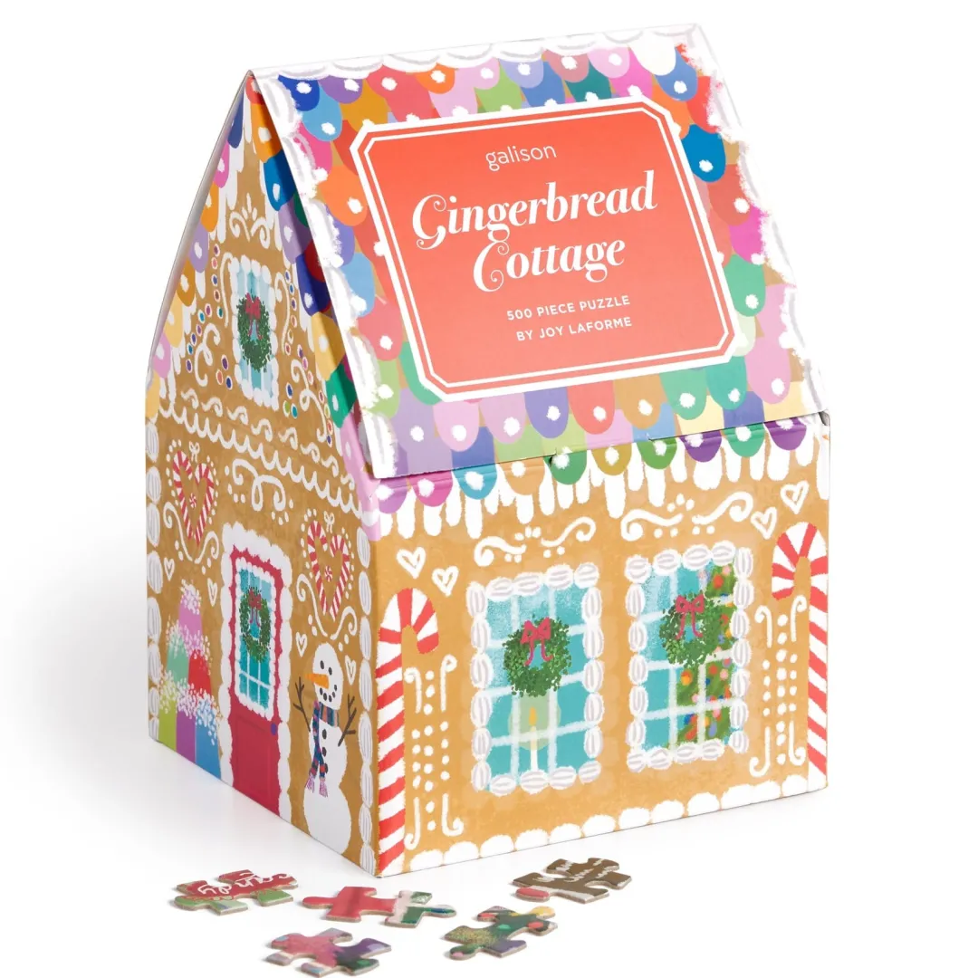 Galison Joy Laforme Gingerbread Cottage 500 Piece Puzzle In A House