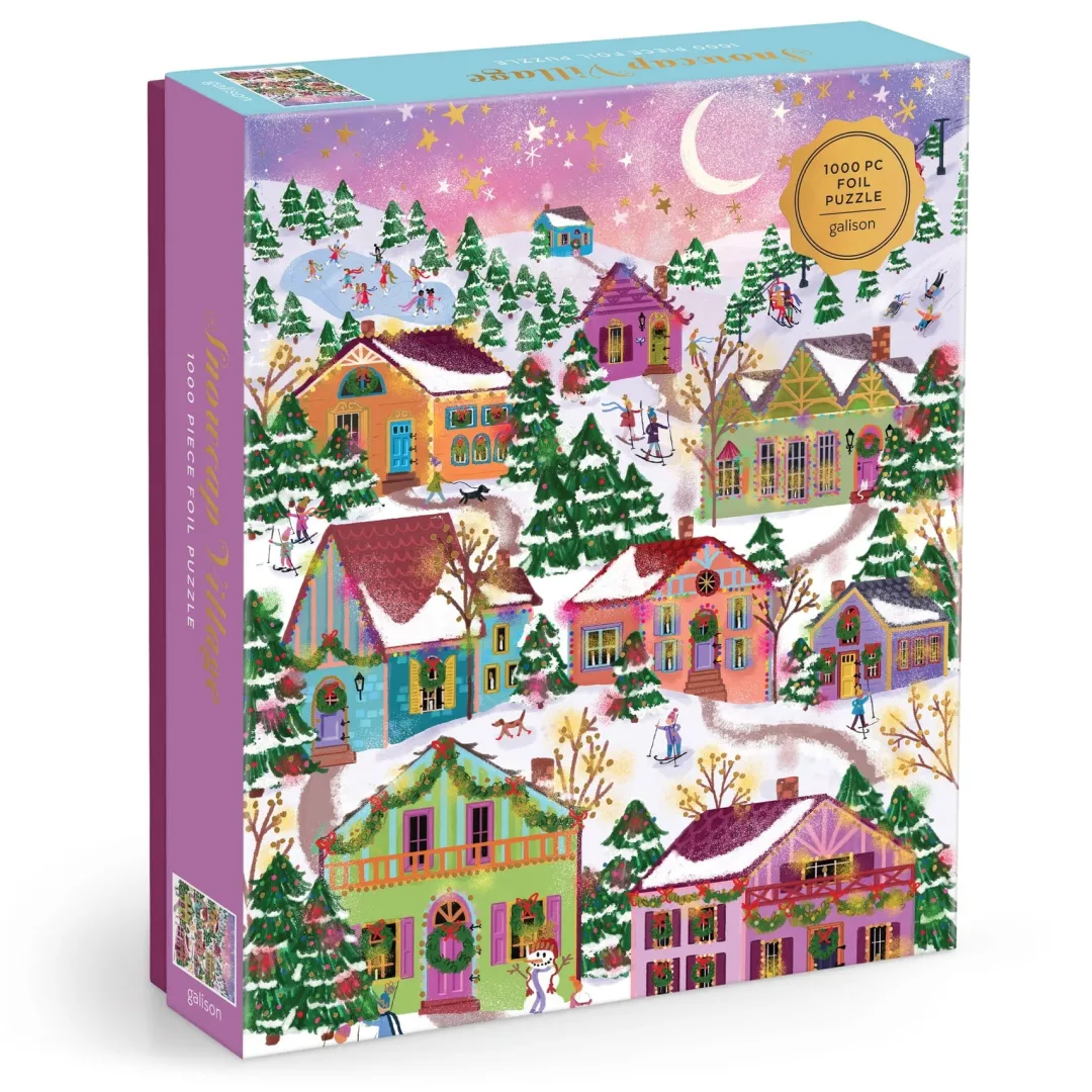 Galison Joy Laforme Snowcap Village 1000 Piece Foil Puzzle