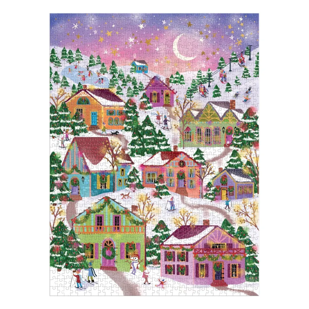 Galison Joy Laforme Snowcap Village 1000 Piece Foil Puzzle