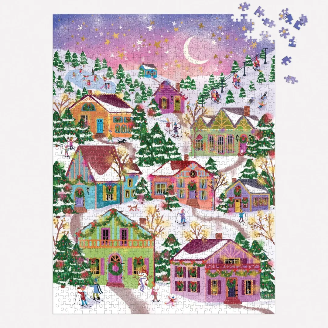 Galison Joy Laforme Snowcap Village 1000 Piece Foil Puzzle
