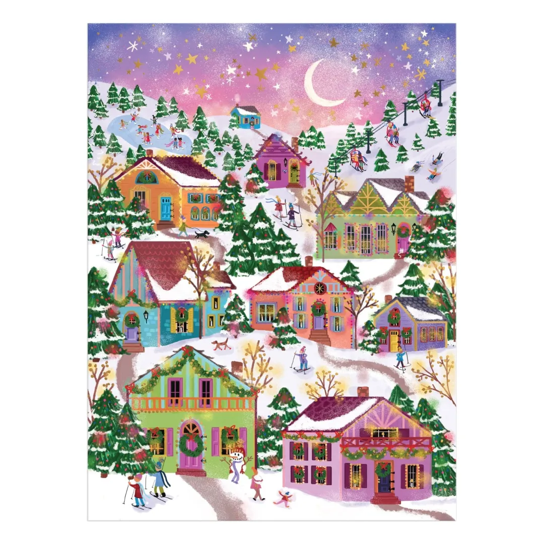Galison Joy Laforme Snowcap Village 1000 Piece Foil Puzzle