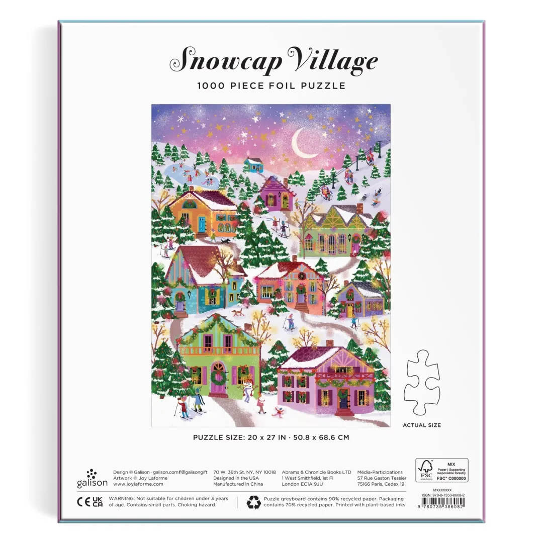 Galison Joy Laforme Snowcap Village 1000 Piece Foil Puzzle