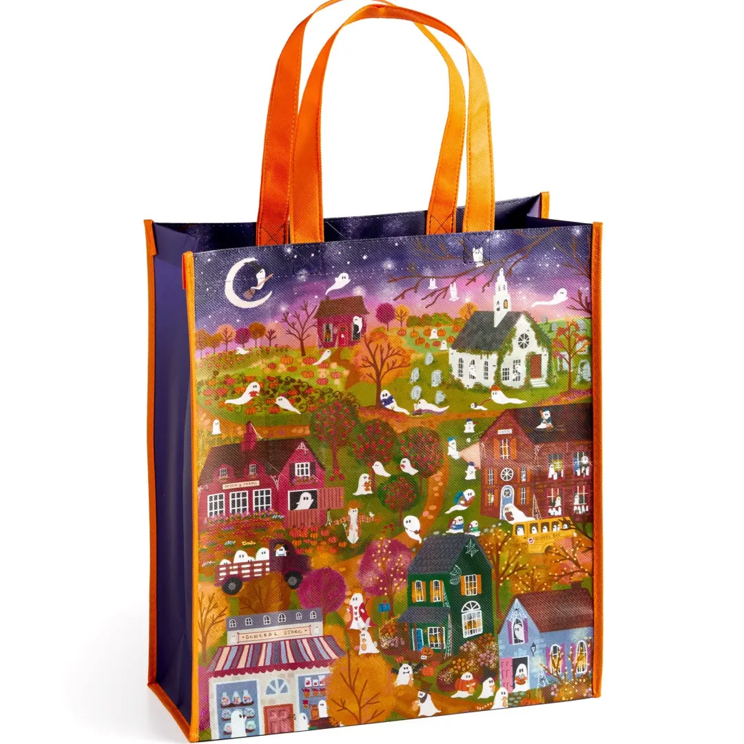 Galison Joy Laforme Spooky Village Reusable Shopping Bag