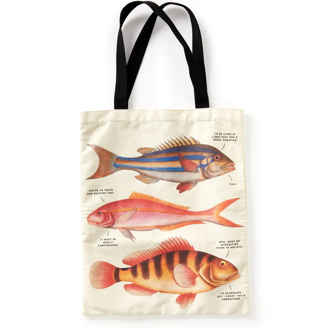 Galison Judgy Fish Canvas Tote