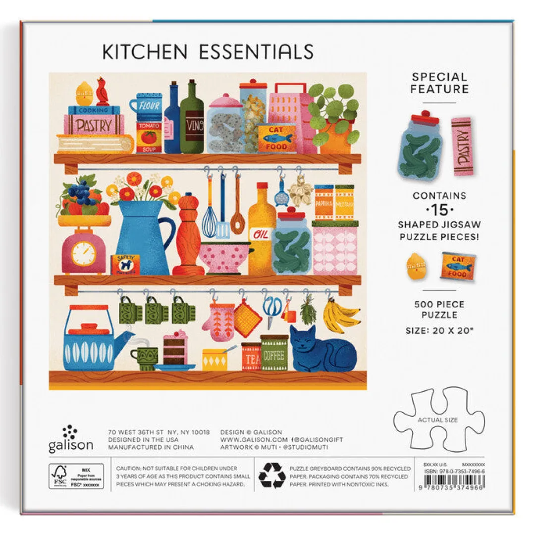 Galison Kitchen Essentials 500 Piece Puzzle with Shaped Pieces