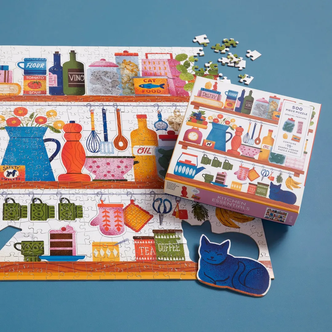 Galison Kitchen Essentials 500 Piece Puzzle with Shaped Pieces