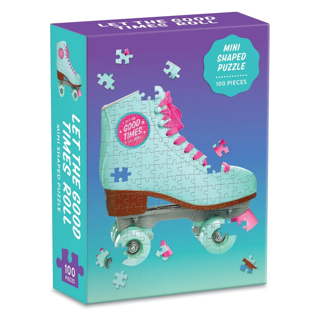 Galison Let The Good Times Roll Roller Skate 100 Piece Mini Shaped Jigsaw Puzzle