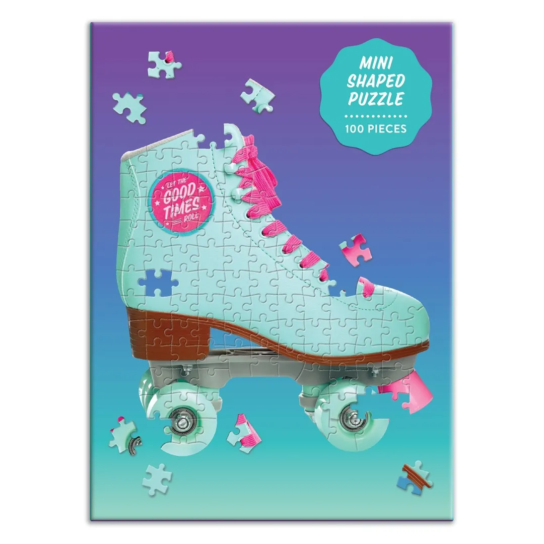 Galison Let The Good Times Roll Roller Skate 100 Piece Mini Shaped Jigsaw Puzzle