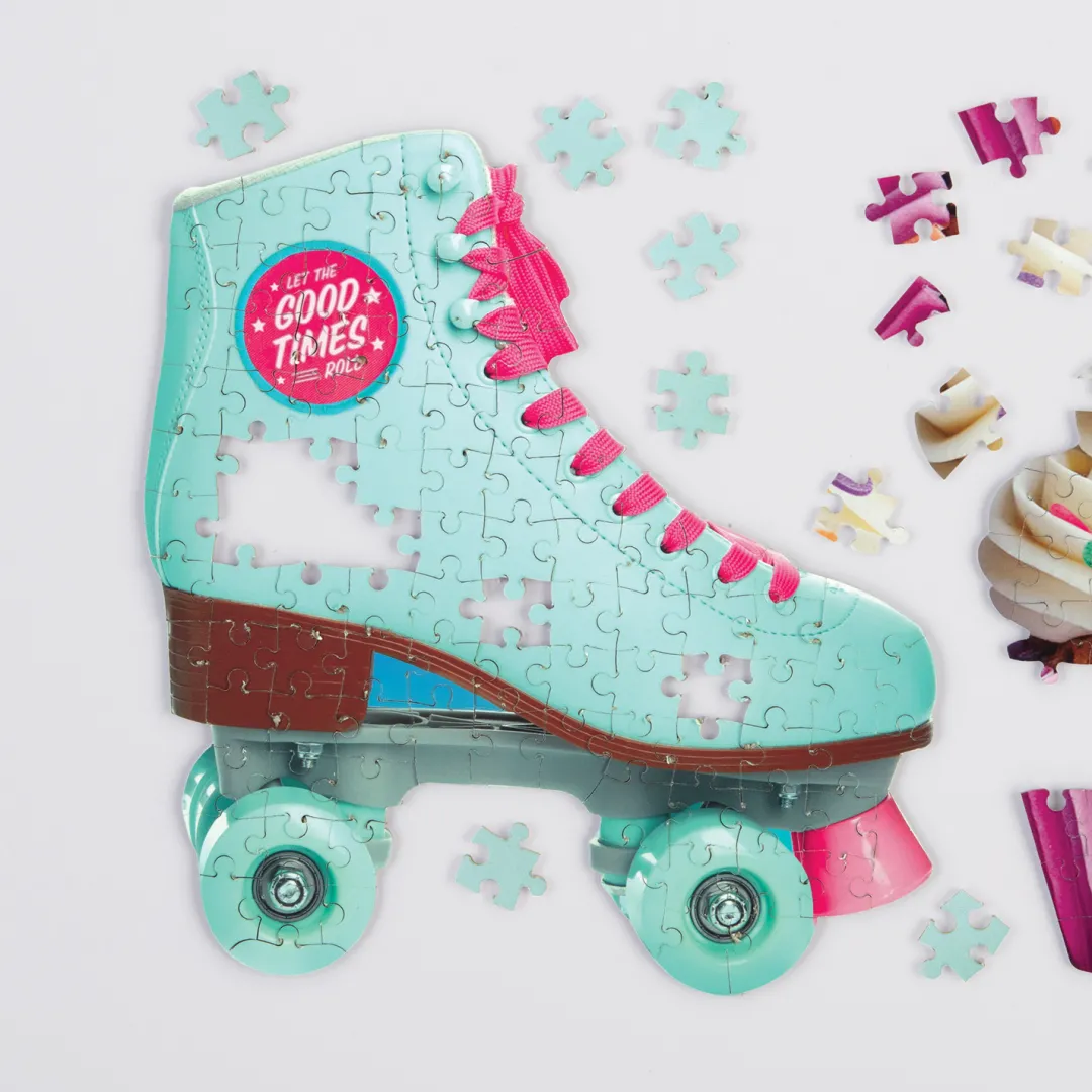 Galison Let The Good Times Roll Roller Skate 100 Piece Mini Shaped Jigsaw Puzzle