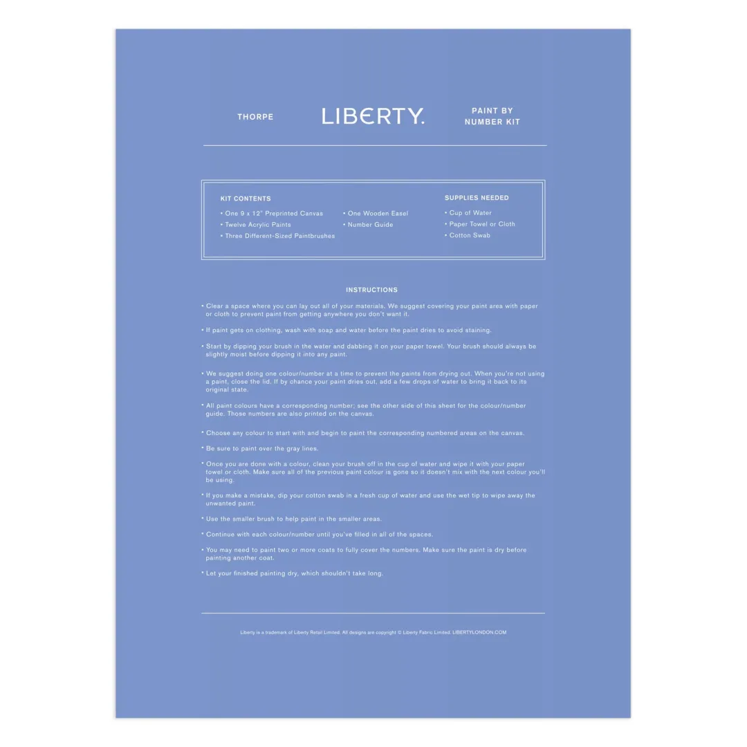 Galison Liberty 9 x 12 Paint by Number Kit Thorpe
