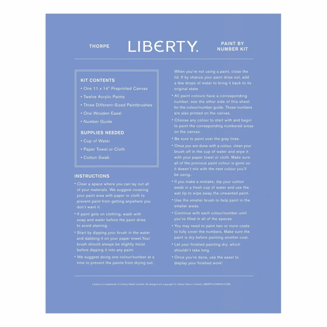 Galison Liberty Thorpe 11 x 14 Paint By Number Kit