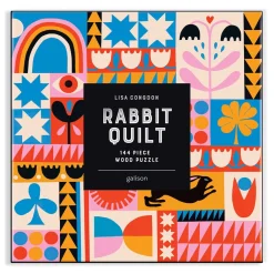 Galison Lisa Congdon Rabbit Quilt 144 Piece Wood Puzzle