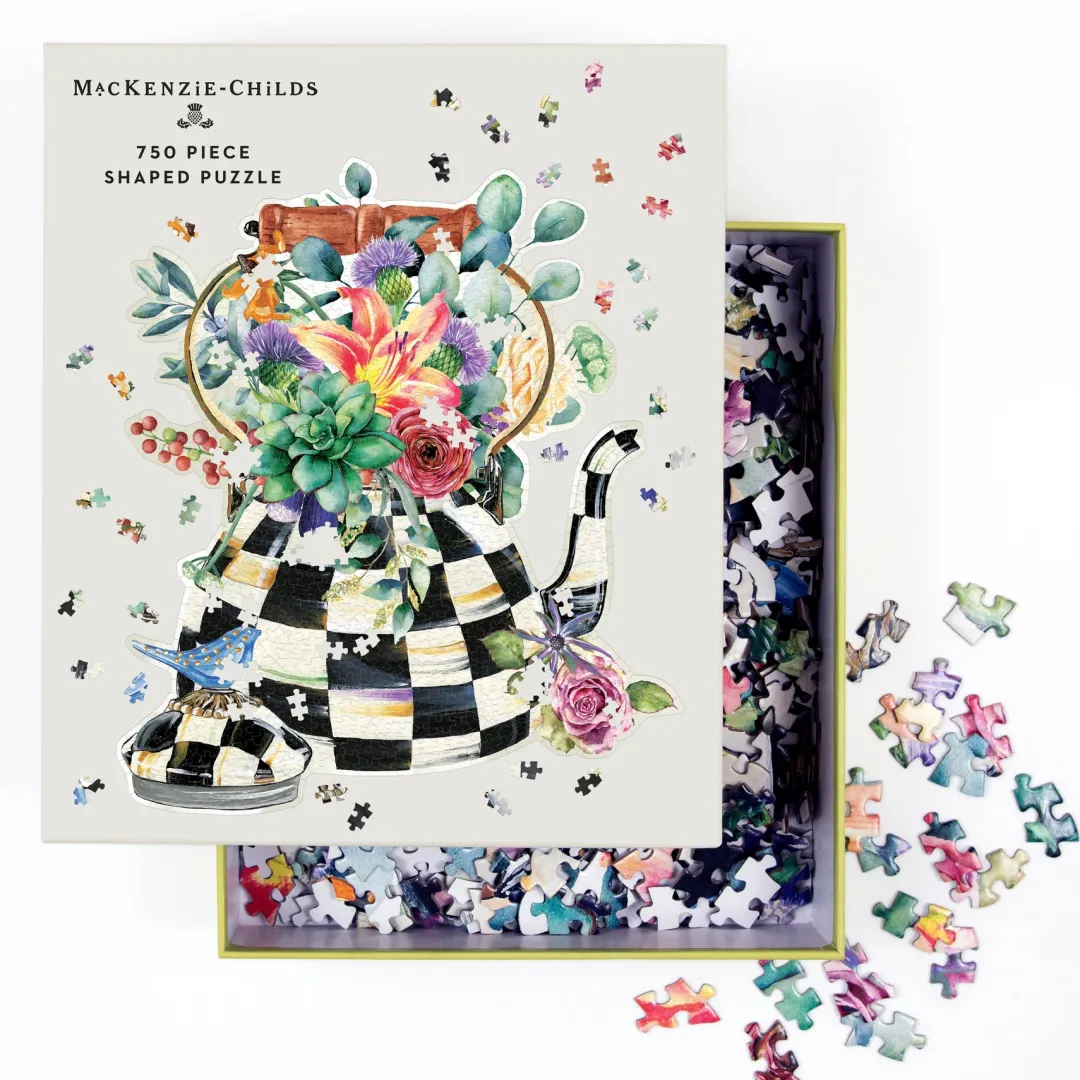 Galison MacKenzie-Childs Blooming Kettle 750 Piece Shaped Puzzle