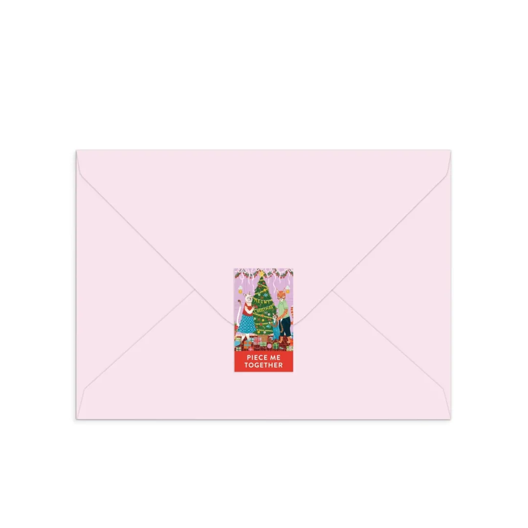 Galison Meowy Christmas Greeting Card Puzzle