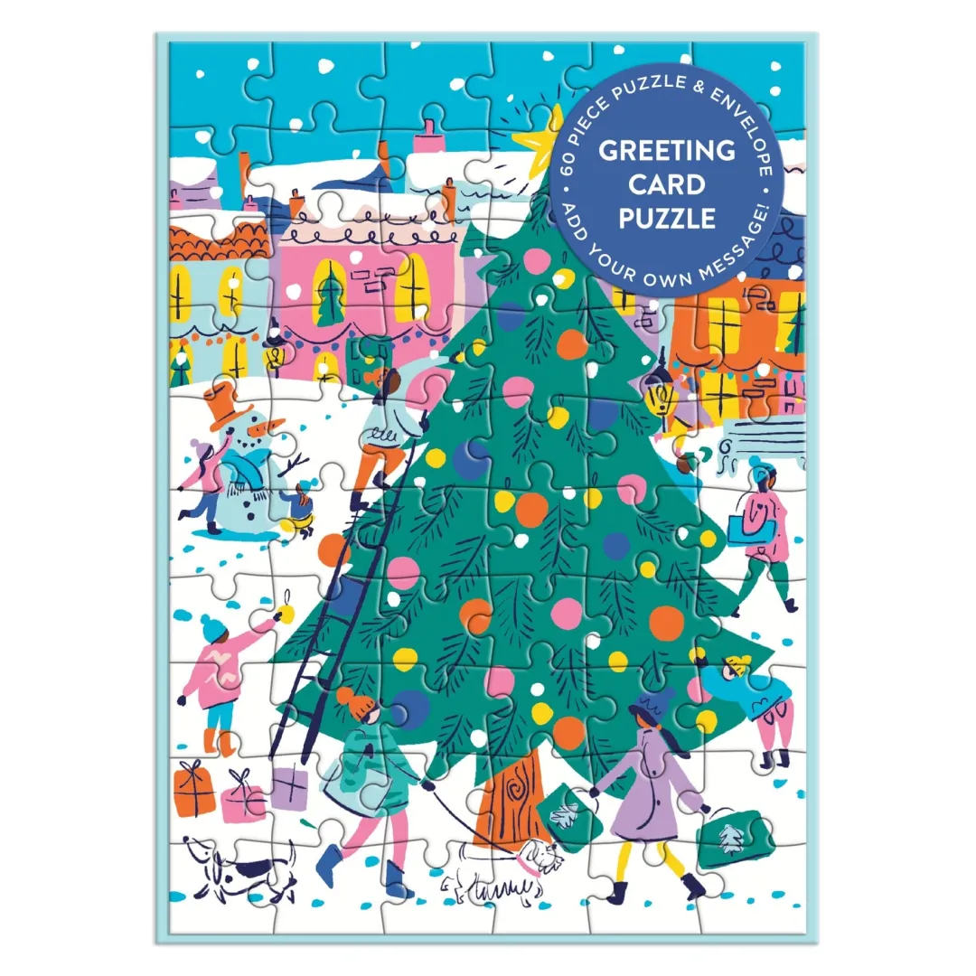 Galison Merry & Bright Greeting Card Puzzle
