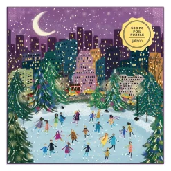 Galison Merry Moonlight Skaters 500 Piece Foil Jigsaw Puzzle