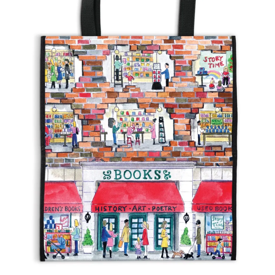 Galison Michael Storrings A Day at the Bookstore Reusable Shopping Bag