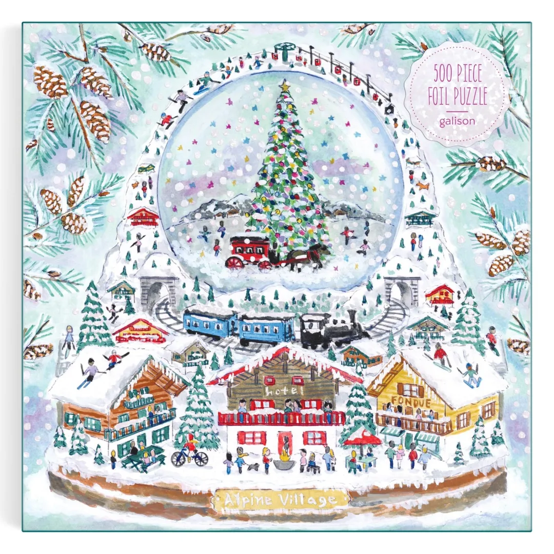 Galison Michael Storrings Alpine Village Snowglobe 500 Piece Foil Puzzle