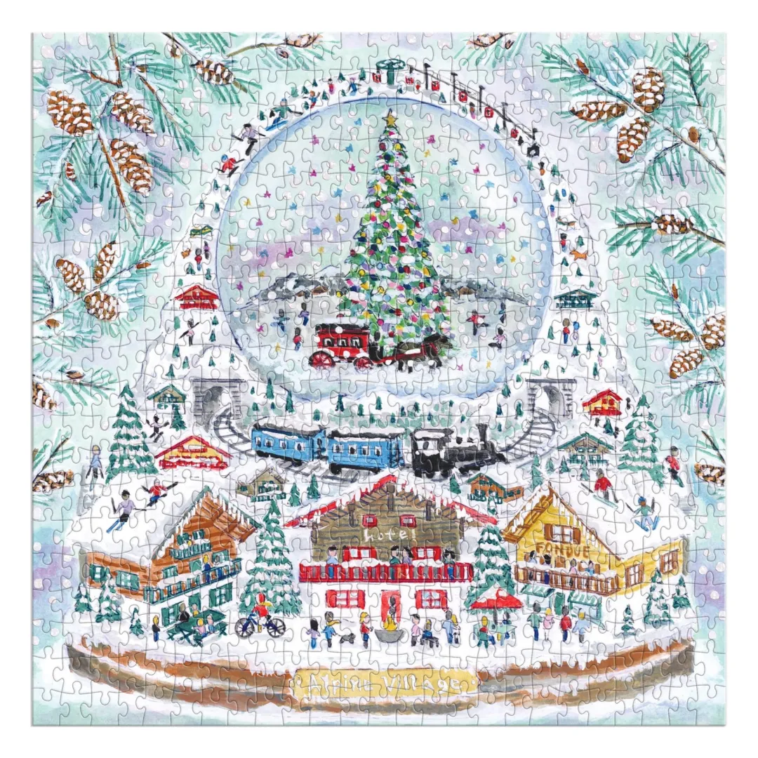 Galison Michael Storrings Alpine Village Snowglobe 500 Piece Foil Puzzle