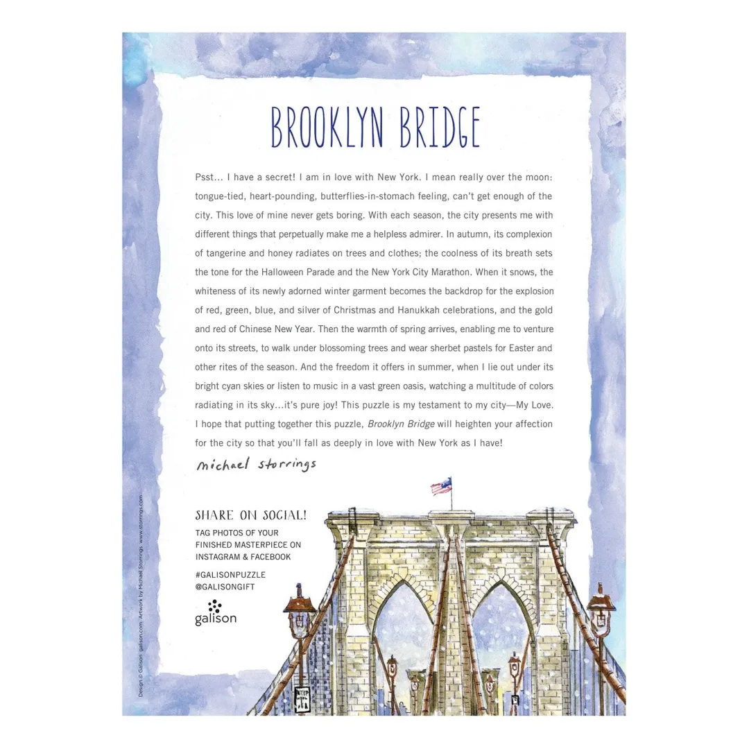 Galison Michael Storrings Brooklyn Bridge 1000 Piece Jigsaw Puzzle