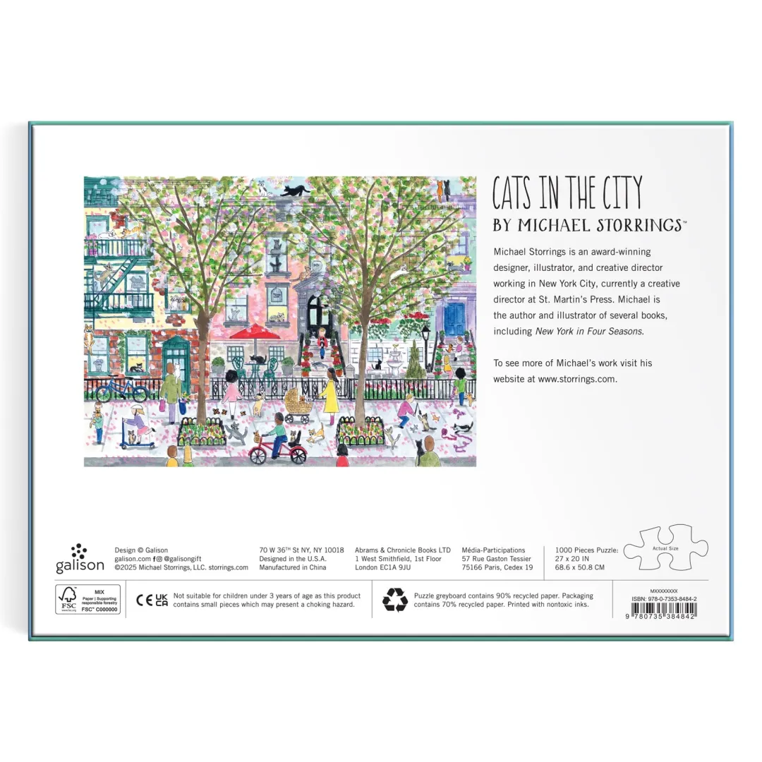 Galison Michael Storrings Cats in the City 1000 Piece Puzzle