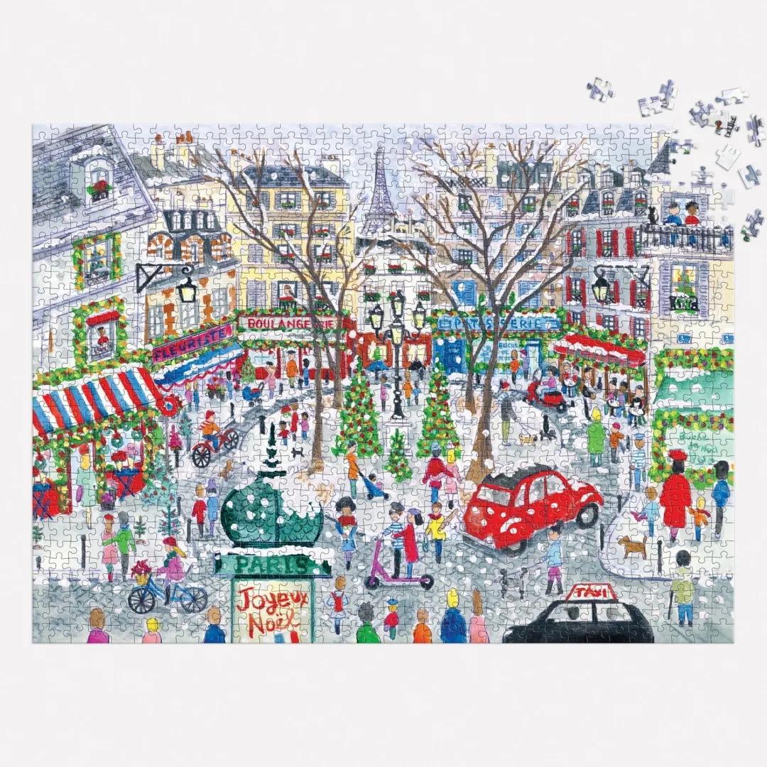 Galison Michael Storrings Christmas in Paris 1000 Piece Foil Puzzle