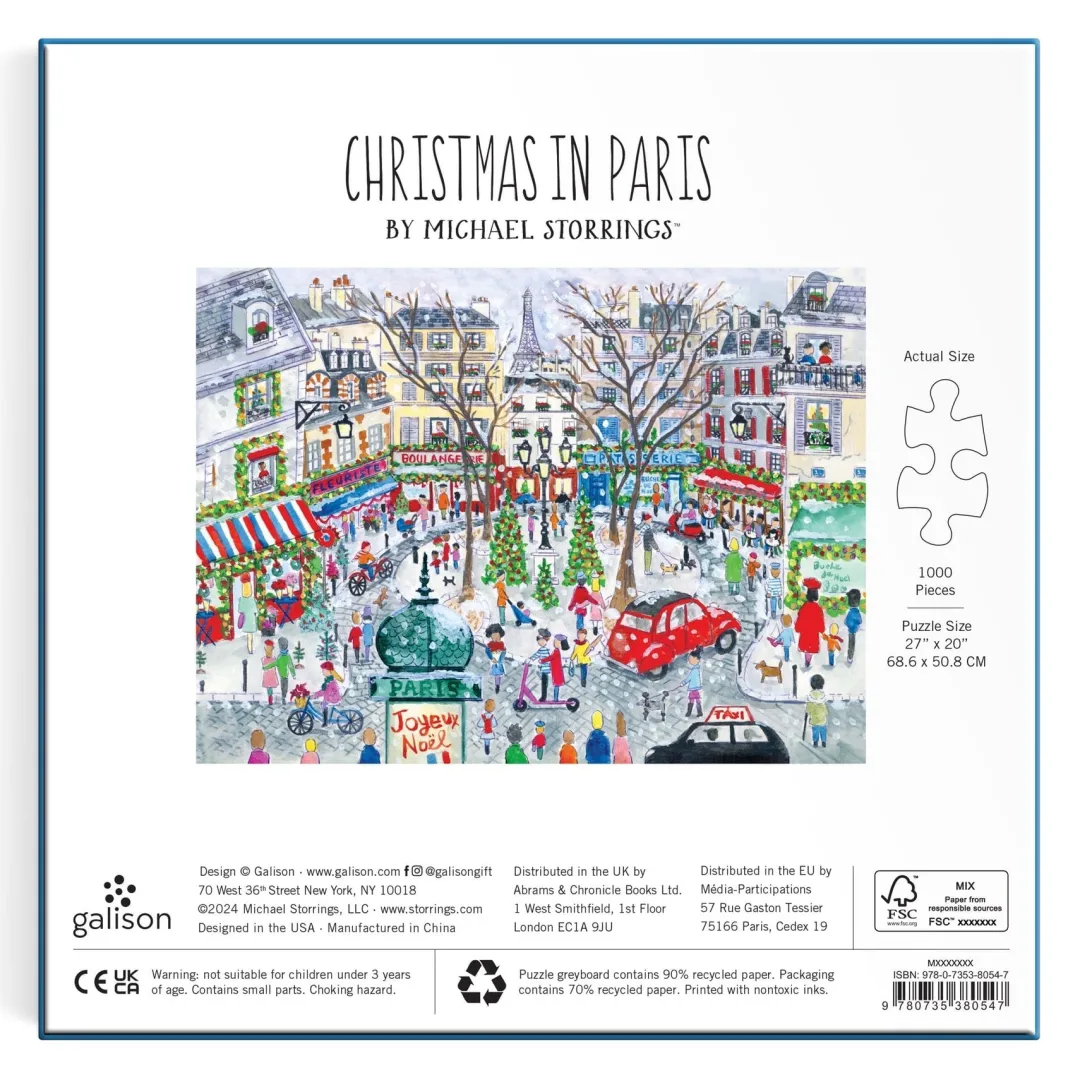 Galison Michael Storrings Christmas in Paris 1000 Piece Foil Puzzle