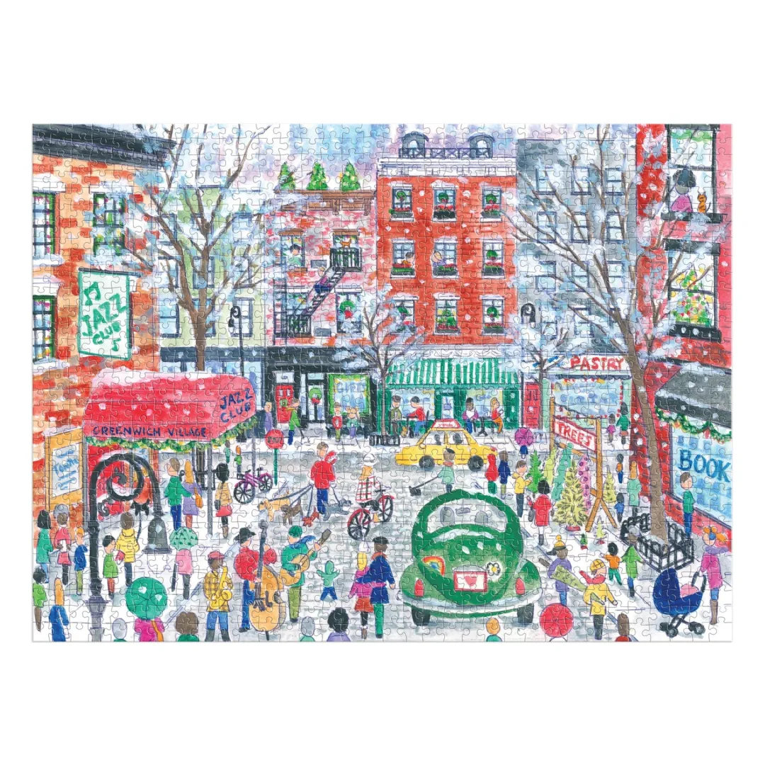 Galison Michael Storrings Christmas in Greenwich Village 1000 Piece Puzzle