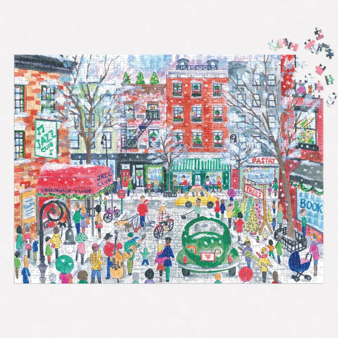 Galison Michael Storrings Christmas in Greenwich Village 1000 Piece Puzzle