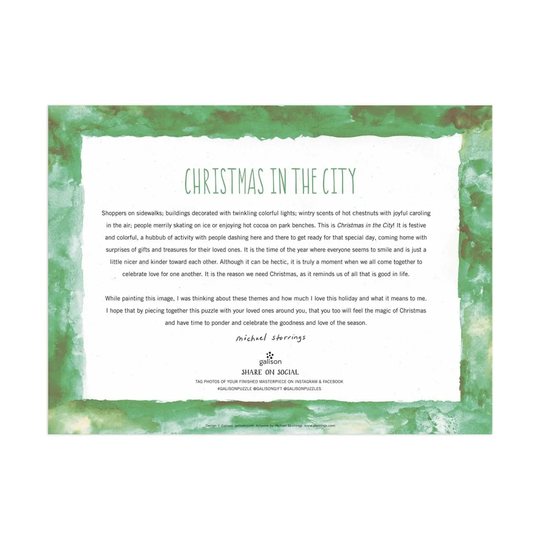 Galison Michael Storrings Christmas in the City 1000 Piece Puzzle