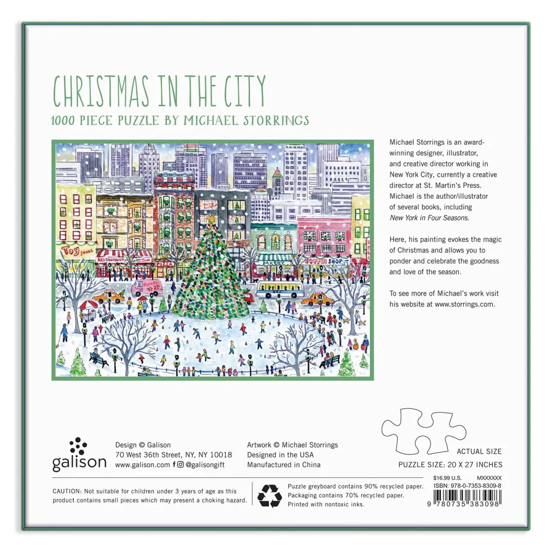 Galison Michael Storrings Christmas in the City 1000 Piece Puzzle