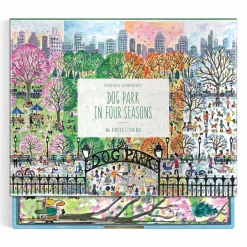 Galison Michael Storrings Dog Park in Four Seasons Greeting Card Assortment
