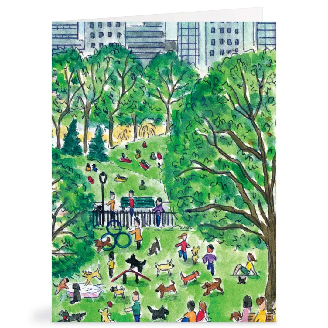 Galison Michael Storrings Dog Park in Four Seasons Greeting Card Assortment