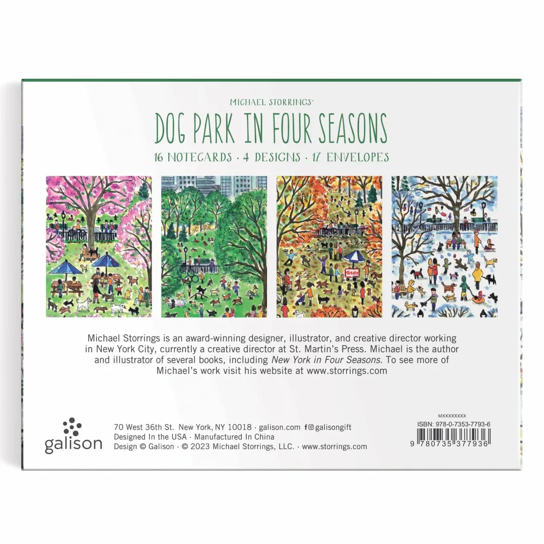 Galison Michael Storrings Dog Park in Four Seasons Greeting Card Assortment