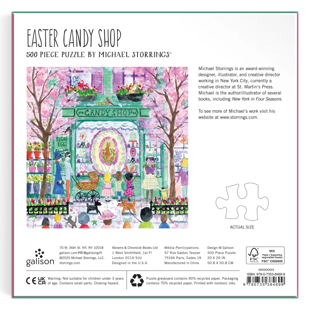 Galison Michael Storrings Easter Candy Shop 500 Piece Puzzle