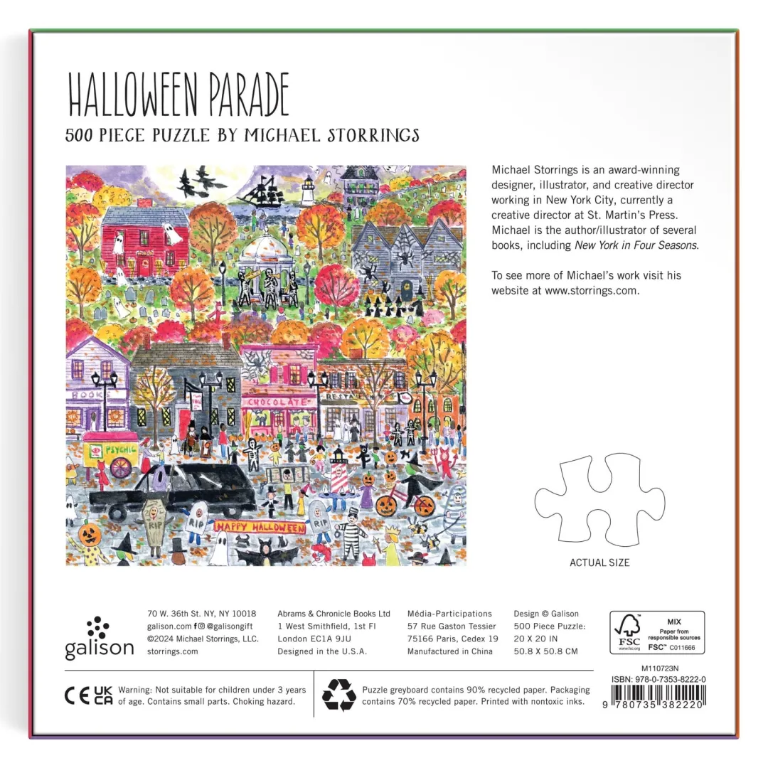 Galison Michael Storrings Halloween Parade 500 Piece Puzzle