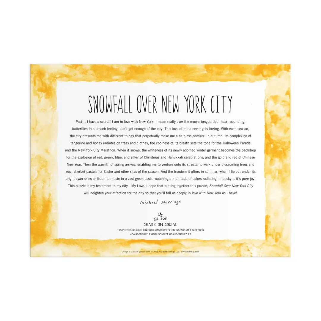 Galison Michael Storrings Snowfall Over New York City 1000 Piece Puzzle