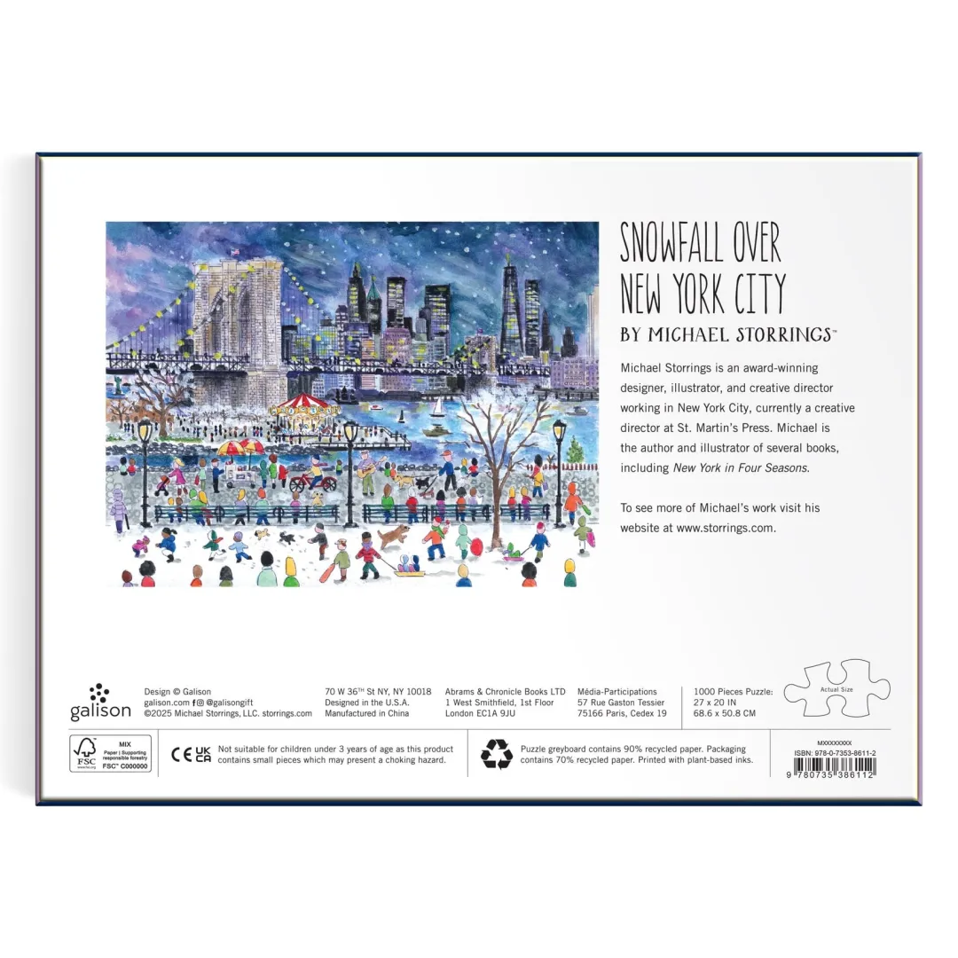 Galison Michael Storrings Snowfall Over New York City 1000 Piece Puzzle